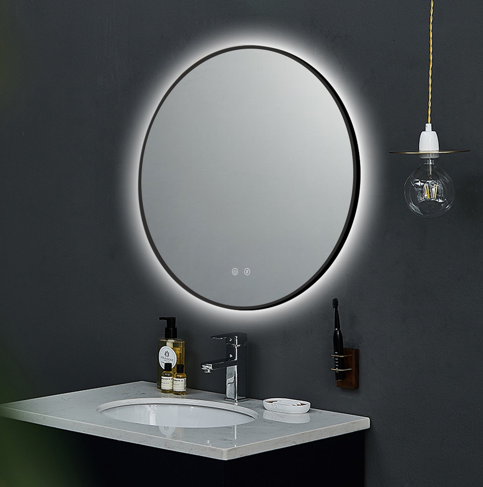 Ares Black LED tükör