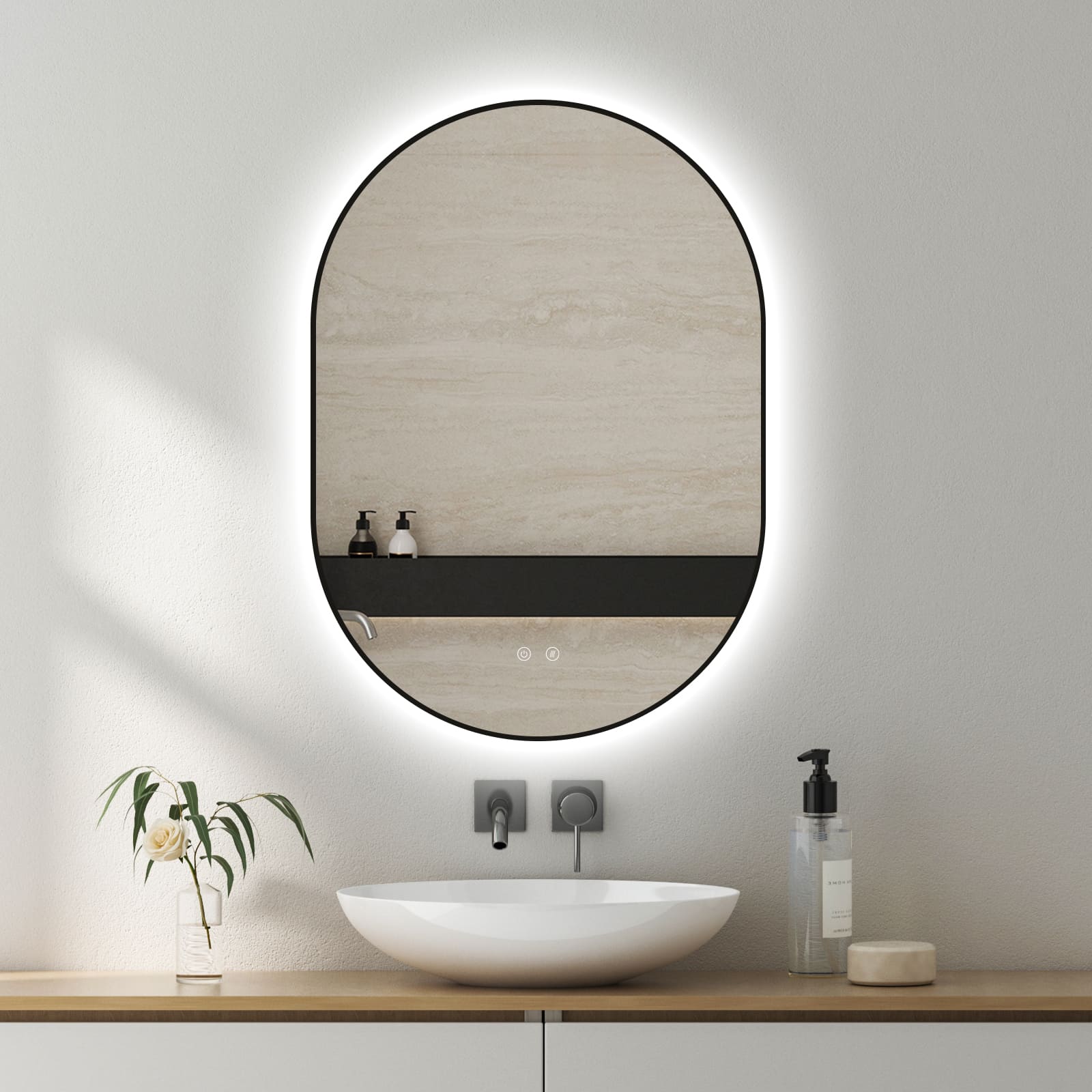 Selene Gold & Black LED tükör